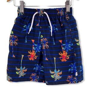 Flapdoodles Blue Palm Tree Swim Trunks 4T